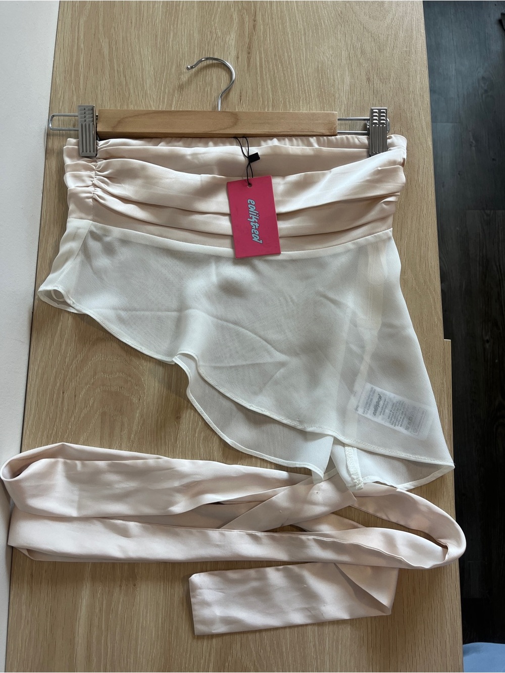 Edikted Cream & Ivory Asymmetric Crop Top